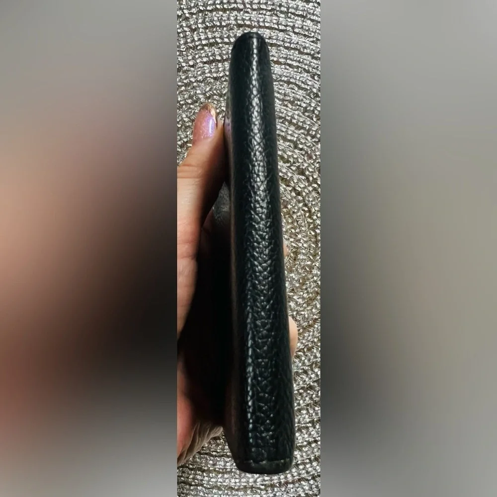 Vintage Dunhill Black Leather Unisex Card Case with Gold Accent